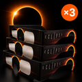 Lunettes d'éclipse solaire certifiées CE / ISO 12312-2 — pack de 3, éclipse du 12 août 2026