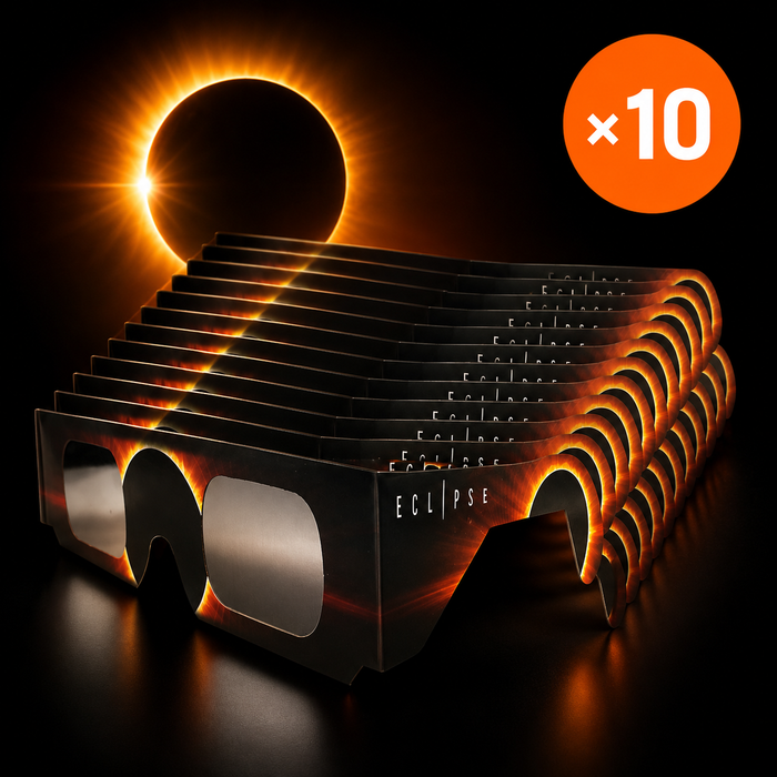 Pack de 10 gafas de eclipse solar certificadas CE / ISO 12312-2 – Eclipse del 12 de agosto de 2026